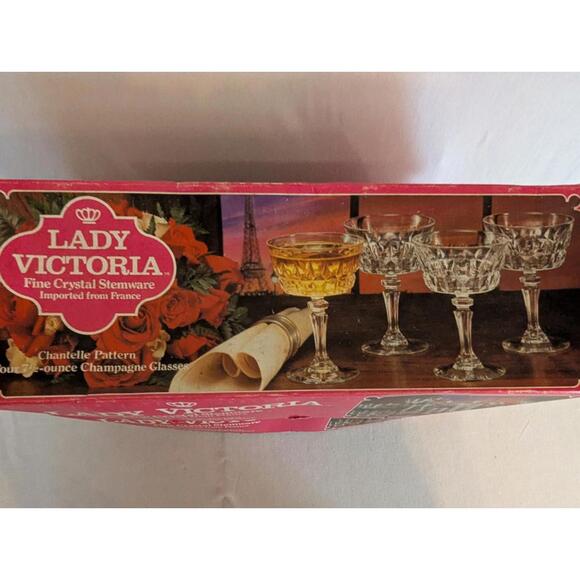 Other - Vintage Lady Victoria  Crystal  8 Champagne Glasses Made In France